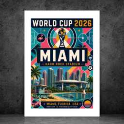 Miami World Cup 2026 Host City - Football Print Gift Bespoke A5 A4 A3 Framed Or Unframed - thumbnail 4