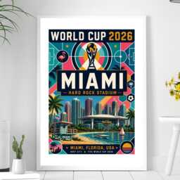 Miami World Cup 2026 Host City - Football Print Gift Bespoke A5 A4 A3 Framed Or Unframed - thumbnail 3