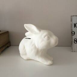 Ceramic Rabbit, Ready To Paint, Bisque, Bunny Coin Bank, Gift For Kids - thumbnail 3