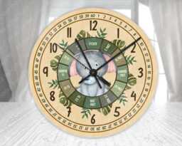 Kids Safari Animals Clock, Glass Wall Childs Learning Learn To Tell The Time, Teaching Clock For Kids, Decor