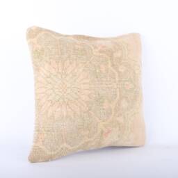 Vintage Turkish Kilim Pillow Cover 16'' Handwoven Wool Throw - thumbnail 2