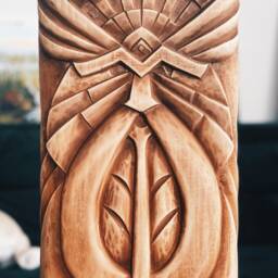 A Large 60 cm Tall Wooden Statue - Odin. Hand-Carved Wooden Wuotan/Wodan. Chic Scandinavian Gift For Him Her - thumbnail 3