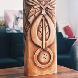 A Large 60 cm Tall Wooden Statue - Odin. Hand-Carved Wooden Wuotan/Wodan. Chic Scandinavian Gift For Him Her - thumbnail 4
