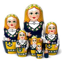 Handmade Sweden Nesting Dolls Traditional Costume, Montessori Toy