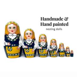 Handmade Sweden Nesting Dolls Traditional Costume, Montessori Toy - thumbnail 2