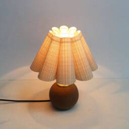 Duzy Handmade Khaki Stripes Fabric With Brown Ceramic Lamp For Home Furnishing46# - thumbnail 4