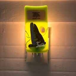 Sailing Mermaid Plugin Nightlight Blue Green Ocean Handmade Glass Childs Gift Bridal Present Moms Birthday Bedroom Hall Bathroom Light - thumbnail 2
