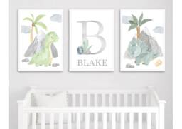 Set Of 3 Dinosaur Prints, Nursery Decor, Boys Bedroom Wall Art, Room Prints - thumbnail 1