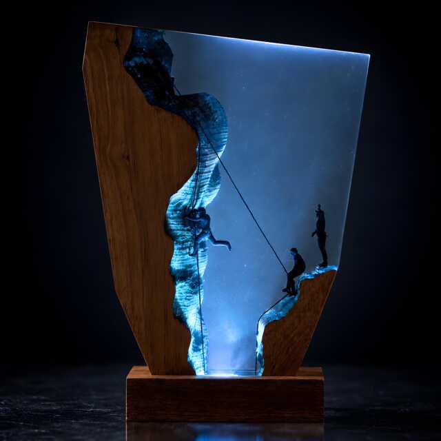 Climber Resin Lamp, Rock Climbing Led Night Light, Mountain Lover Gift Decor - image 1