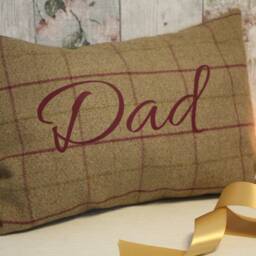 Personalised Check Cushion - Handmade With Any Word Or Name Wool Effect Various Fabric Home Decor Soft Furnishing Gift - thumbnail 4