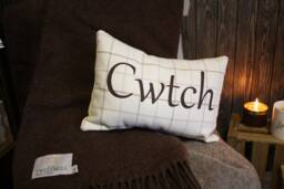 Personalised Check Cushion - Handmade With Any Word Or Name Wool Effect Various Fabric Home Decor Soft Furnishing Gift
