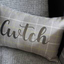 Personalised Check Cushion - Handmade With Any Word Or Name Wool Effect Various Fabric Home Decor Soft Furnishing Gift - thumbnail 3