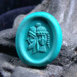 Intaglio Green Agate Handmade Engraving. Hera & Zeus. Unique - thumbnail 2