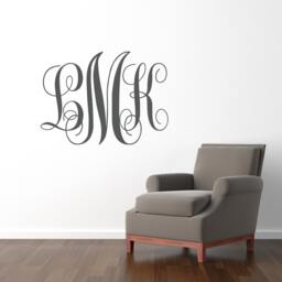 Personalized Monogram Wall Decal Custom Initial Decor - thumbnail 1