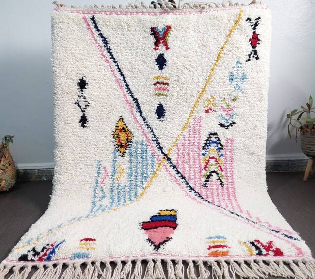 Large Colorful Wool Beni Ourain Rug, Moroccan Berber Decor - image 1