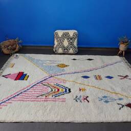 Large Colorful Wool Beni Ourain Rug, Moroccan Berber Decor - thumbnail 3