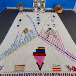 Large Colorful Wool Beni Ourain Rug, Moroccan Berber Decor - thumbnail 2