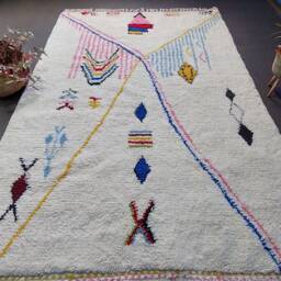 Large Colorful Wool Beni Ourain Rug, Moroccan Berber Decor - thumbnail 4