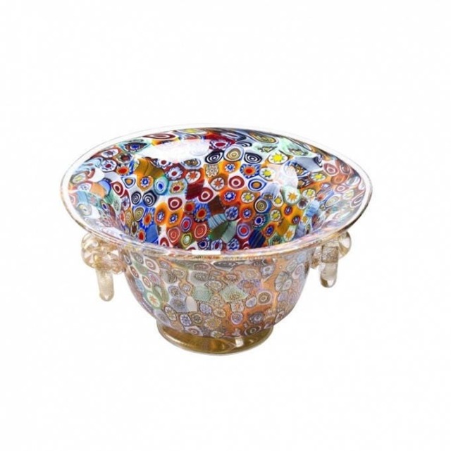 Murano Glass Vase Roman Style Murrine With Gold Leaf - image 1
