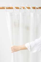 Sheer Linen Curtain White Tie Top Panel Custom Window Farmhouse Decor - thumbnail 1