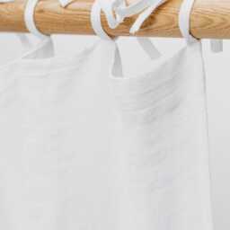 Sheer Linen Curtain White Tie Top Panel Custom Window Farmhouse Decor - thumbnail 2