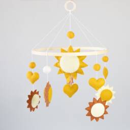 Handmade Felt Baby Mobile With Suns & Hearts, Unique Nursery Decor - thumbnail 2