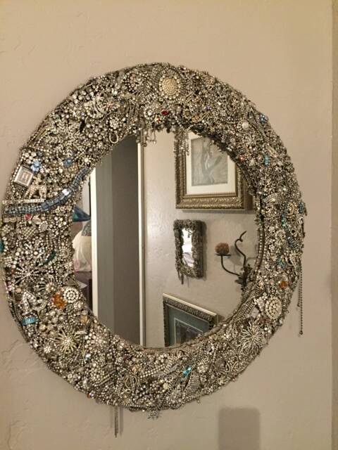 Wall Mirror-Authentic Vintage Rhinestone Jewelry - image 1
