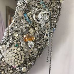 Wall Mirror-Authentic Vintage Rhinestone Jewelry - thumbnail 3