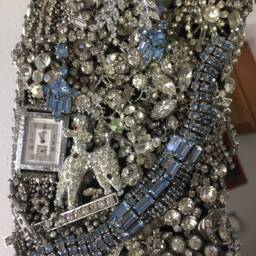 Wall Mirror-Authentic Vintage Rhinestone Jewelry - thumbnail 2