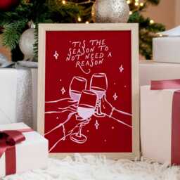 Tis The Season Christmas Print - Pink & Red Xmas Decor - thumbnail 1