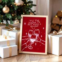 Tis The Season Christmas Print - Pink & Red Xmas Decor - thumbnail 2
