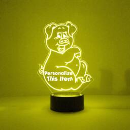 Light Up Pig Sign, Custom Engraved Night Light, Personalized Free, 16 Color Options With Remote Control, Best Gift, Desk Lamp - thumbnail 4