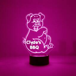 Light Up Pig Sign, Custom Engraved Night Light, Personalized Free, 16 Color Options With Remote Control, Best Gift, Desk Lamp - thumbnail 1
