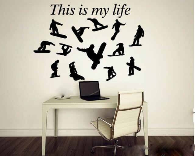 Snowboard Wall Decal This Is My Life Stickers Sports Decor For Bedroom Vinyl Extreme Snowboarding Nursery Kids Room Mural Art Ms780 - image 1