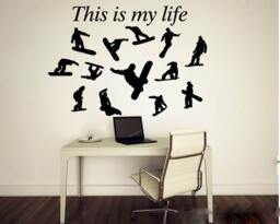 Snowboard Wall Decal This Is My Life Stickers Sports Decor For Bedroom Vinyl Extreme Snowboarding Nursery Kids Room Mural Art Ms780 - thumbnail 1