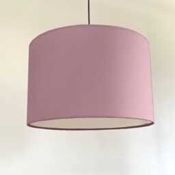 Light Pink Cotton Drum Lampshade/ Ceiling Shade With A White Lining, Plain Light Pink - thumbnail 1