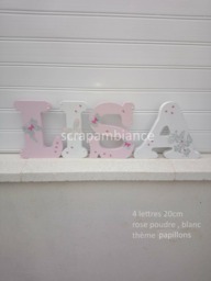 Wooden First Name Letter, Girl's Bedroom Baby Letter To Put, Personalized Decorative Letters With Butterfly Theme - thumbnail 1