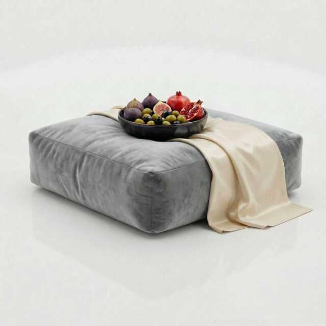 Silver Grey Plush Velvet Bean Bag Floor Cushion Square Ottoman Pouf - image 1