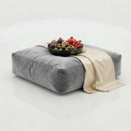 Silver Grey Plush Velvet Bean Bag Floor Cushion Square Ottoman Pouf - thumbnail 1