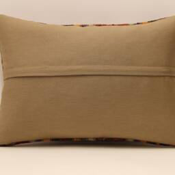 Vintage Wool Kilim Pillow Cover, Striped Lumbar Cushion - 14x20 In - thumbnail 4