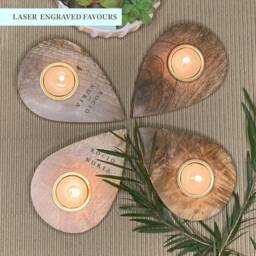 Set Of 5 - Handmade Wooden Tea Light Holders Drop Shape Tea Stand Wedding Decor Favors - thumbnail 4