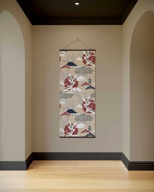 Crane & Cherry Blossom Tapestry - Wall Hanging Unique Art - image 1