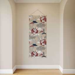 Crane & Cherry Blossom Tapestry - Wall Hanging Unique Art - thumbnail 2
