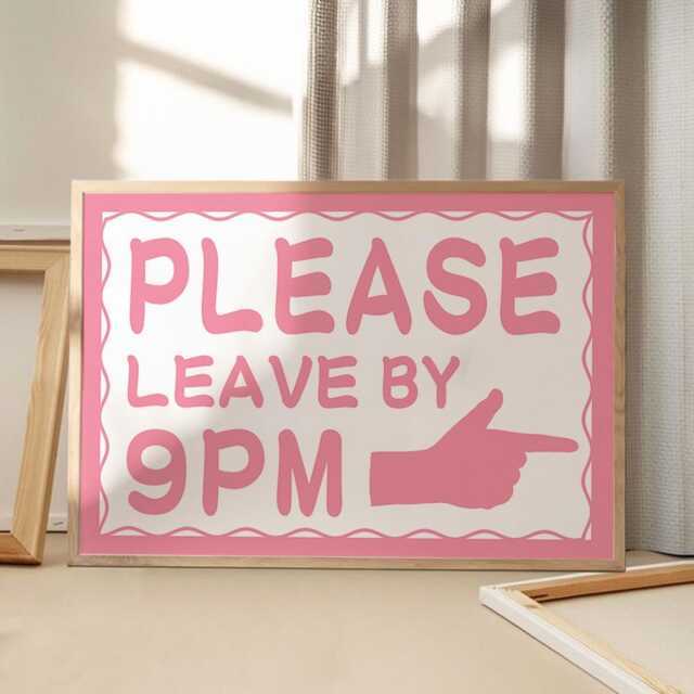 Please Leave By 9Pm Art Canvas Poster, Trendy Wall Art, Apartment Aesthetic Decor, Retro Home Printed Gift - image 1