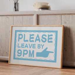 Please Leave By 9Pm Art Canvas Poster, Trendy Wall Art, Apartment Aesthetic Decor, Retro Home Printed Gift - thumbnail 3