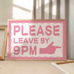 Please Leave By 9Pm Art Canvas Poster, Trendy Wall Art, Apartment Aesthetic Decor, Retro Home Printed Gift - thumbnail 1