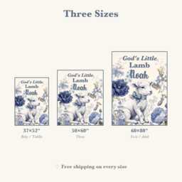 Personalized Christening Blanket, God's Little Lamb Keepsake, Custom Name Baptism Throw, Blue Floral Baby Dedication Gift - thumbnail 4