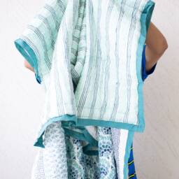 Hand Block Print Twin Quilt - Floral Kantha Stitched Comforter, Boho Bedding - thumbnail 4