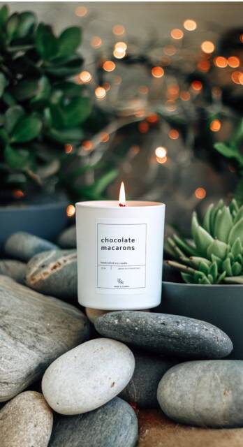 Chocolate Macarons Soy Candle Eco Friendly Home Decor Sweet Gift For Her Christmas Winter Chocolate Vanilla Almond - image 1