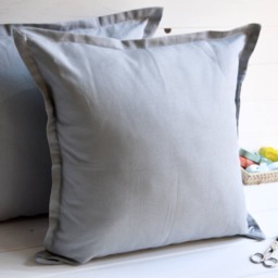 Cotton Gray Cushion, Handmade, Coordinated With Runner & Tablecloth. Gray Pillow, Decorative Pillows, Cotton - thumbnail 3